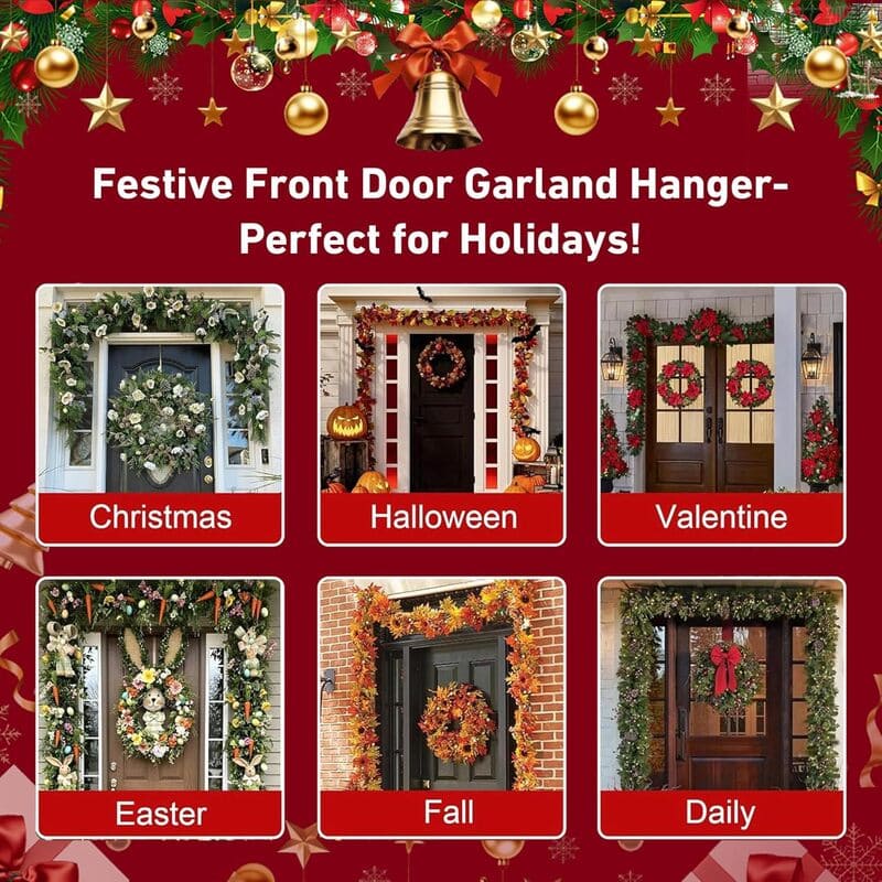 Adjustable Christmas Garland Hanger for Front Door holidays_itoolmax
