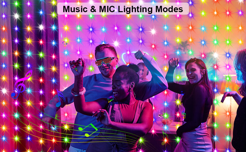 Make your space the life of the party with our animated Music Mode, which allows your playlists to sync with the LED curtain string lights.