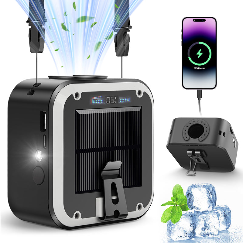 Dual Clips Solar Outdoor Fan