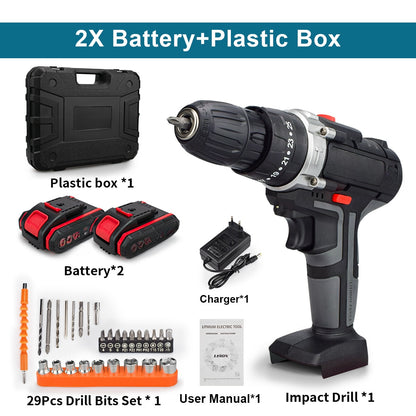 Electric Impact Drill with 2 batteries