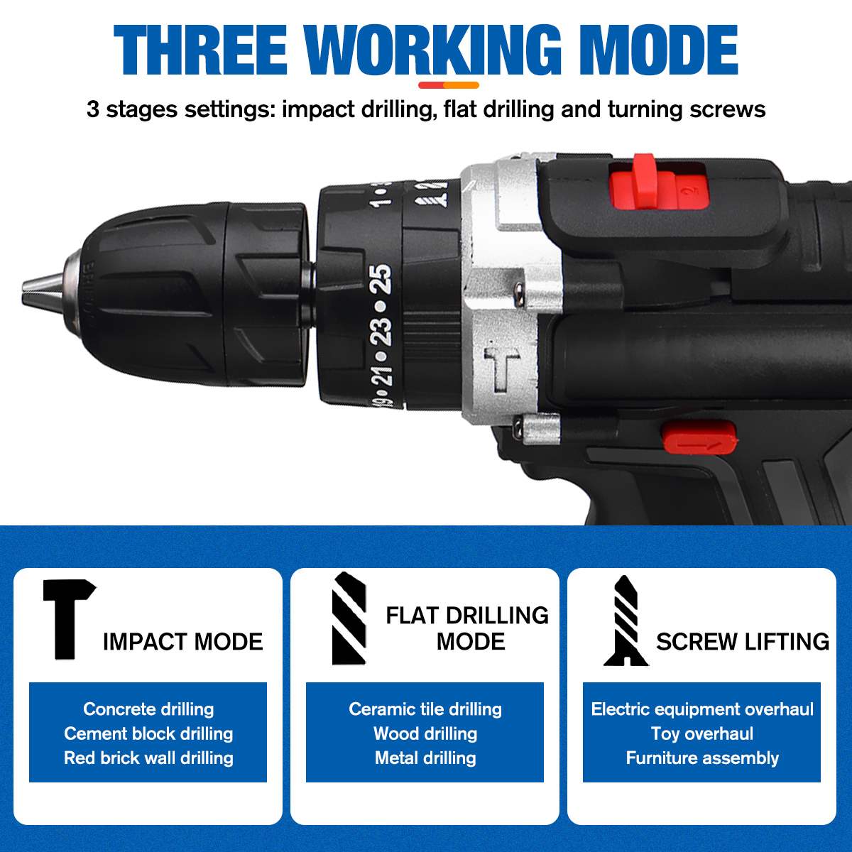 Electric Impact Drill with 2 batteries