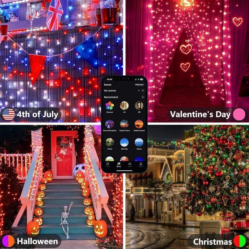 Smart Color Changing RGB Led Christmas Halloween Lights app control itoolmax_