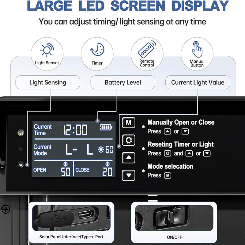 Solar_Chicken_Coop_Door_with_Clear_LCD_Display