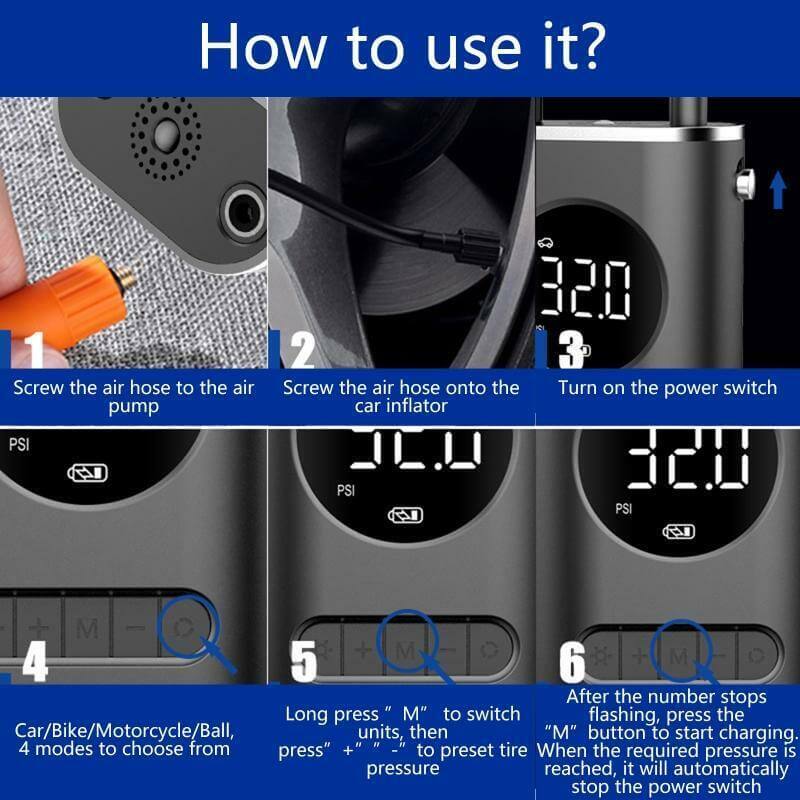 Portable Tire Inflator Air Pump - itoolmax