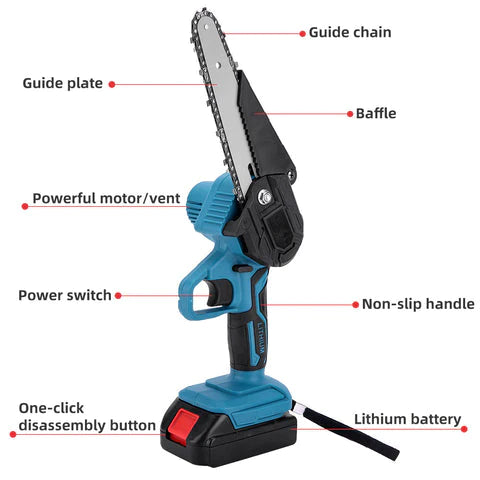 4"/6" Cordless Wood Cutter Chainsaw with 2x Power Batteries - itoolmax