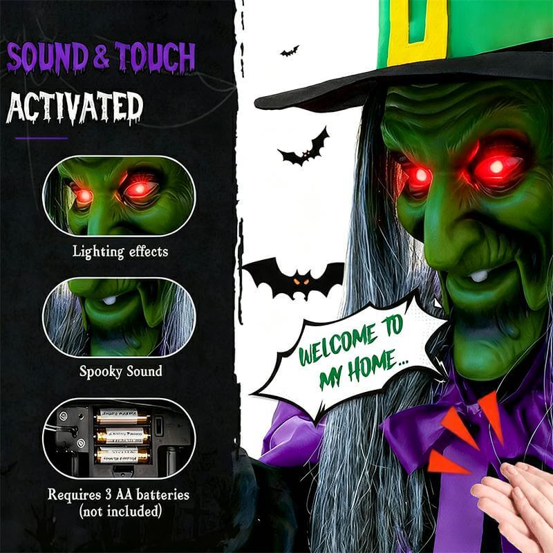 11.5ft Flying Witch on Broom Halloween Decor - Sound & Touch