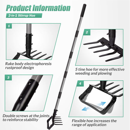 2-in-1 Hoe and Rake Garden Tool