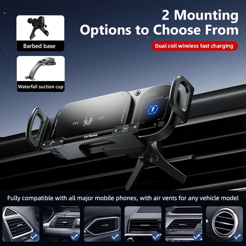 iToolMax 2 in 1 smart wireless car charger phone holder mounting