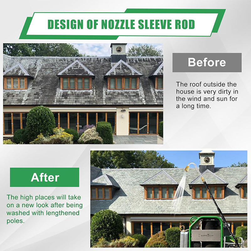 Can withstand up to 4000PSI/27.5Mpa and 140℉/60℃. pressure, easily clean gutters on roofs and exterior walls of houses, easy to install and remove, saving you money and time.