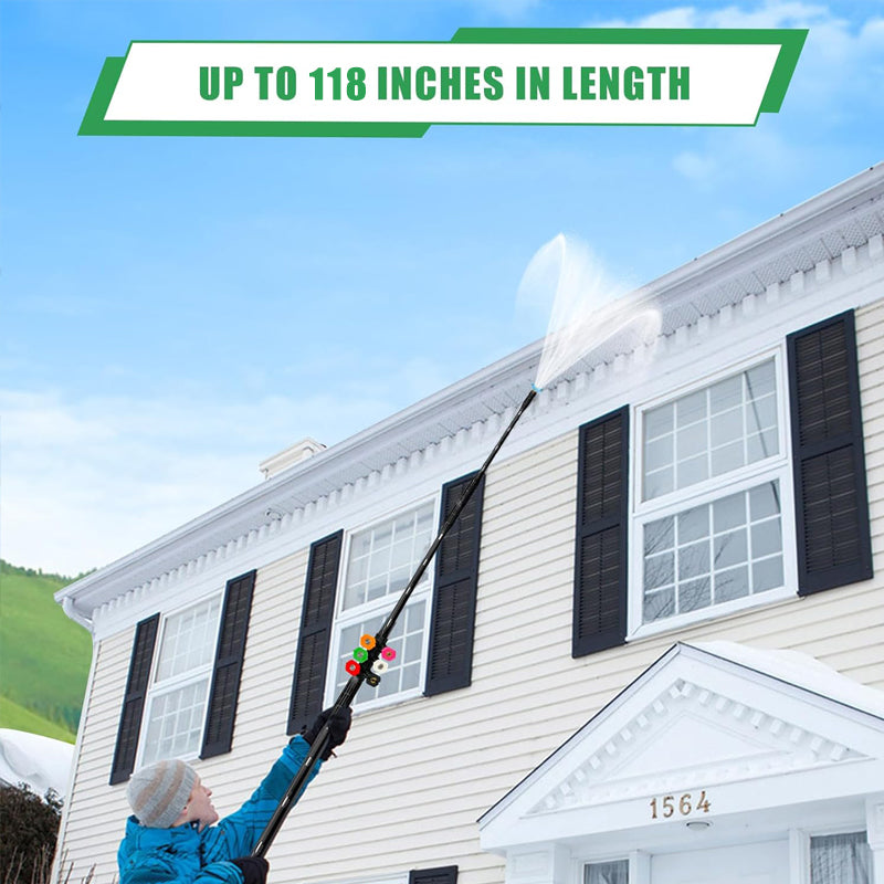 Can withstand up to 4000PSI/27.5Mpa  and 140℉/60℃. pressure, easily clean gutters on roofs and exterior walls of houses, easy to install and remove, saving you money and time.