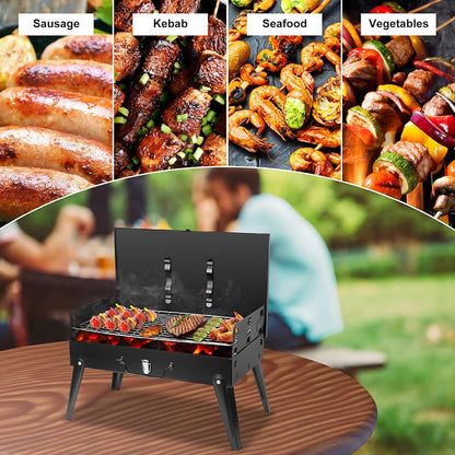 Mini Foldable Charcoal Grill – Portable BBQ Barbecue Grill for Camping, Tailgating, Picnics & Outdoor Cooking