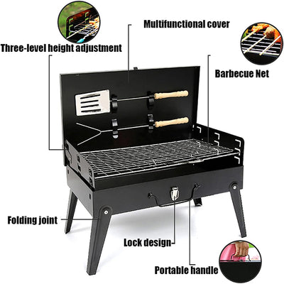 Folding BBQ Grill 3 Height Adjustable