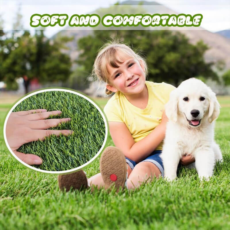 iToolMax artificial grass is dense and 1.18in/3cm high. Designed in four colors, it looks and feels as real and comfortable as real natural grass, perfect for your kids and pets playing. It is stable and very convenient for daily use and replacement.