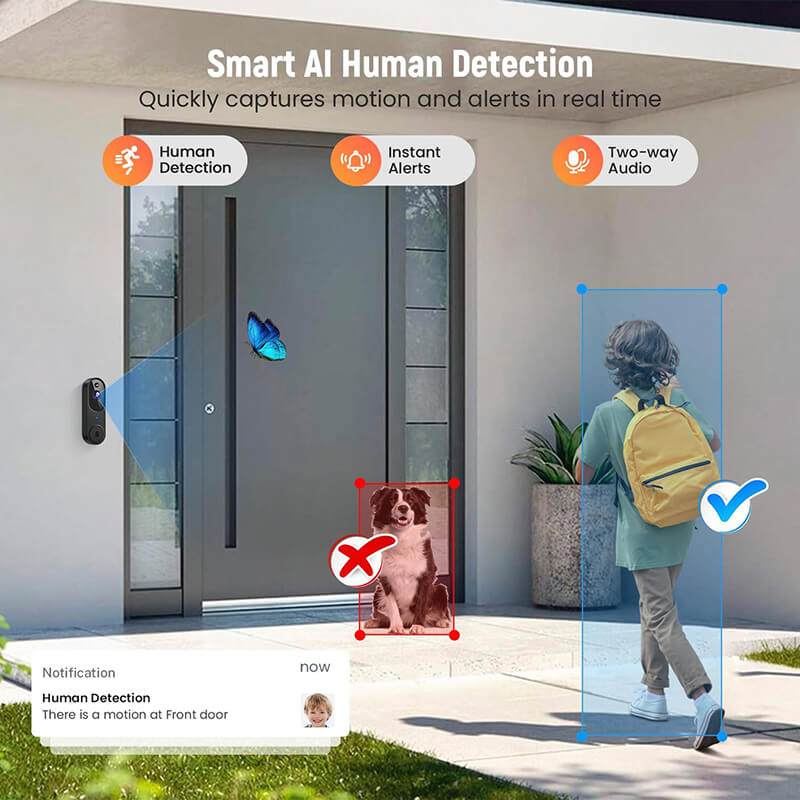Smart AI Detection 1080P Wireless Video Doorbell Camera