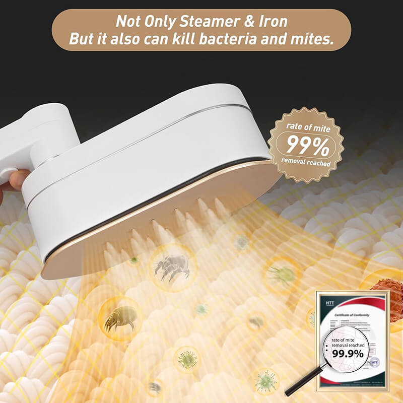 1200W high power + dual boiler boost technology, bringing strong steam, releasing nano-level steam in 10 seconds, instant sterilization, mite removal rate up to 99%. The large panel design allows you to iron in just one minute when you are in a hurry! Smoothing clothes all wrinkles in minutes without damaging.
