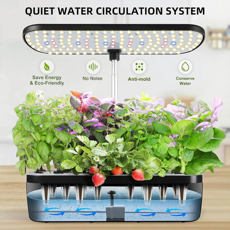 Still going to the store to buy hard-to-grow  high price produce or plants?iToolMax 12 Pods Hydroponics Growing System imitates natural sunlight and comes with a self-circulating water system watering, make plant grow 5 times faster than in the soil. You can sow and harvest all year, and you can eat healthy vegetables even in winter.