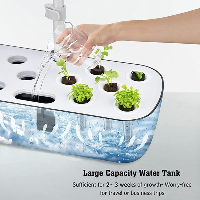 No need to add water frequently, enjoy 15 days of worry-free growth after one water addition. A silent water circulation system, run<40 dB, not disturb others to rest or sleep. Cycle every 30 minutes automatically, oxygenating and distributing nutrients to promote faster, healthier plant growth.