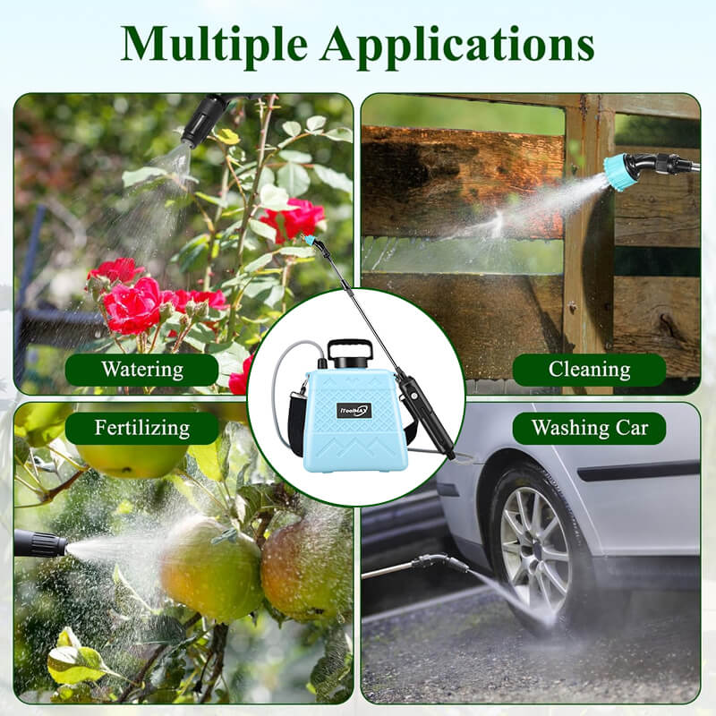 Whether you’re an experienced gardening enthusiast or a novice, this lawn and garden electric sprayer can serve a variety of purposes – from spraying indoor and outdoor plants and washing the car to house cleaning or daily disinfection and garden watering!