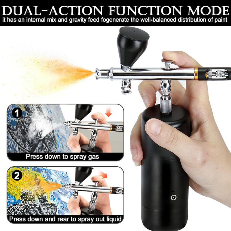 Control both airflow and pigment volume for ultimate control, from thin to wide lines. Versatile and precise, it handles the smallest designs and gives you 35% longer work time than standard airbrush kits.