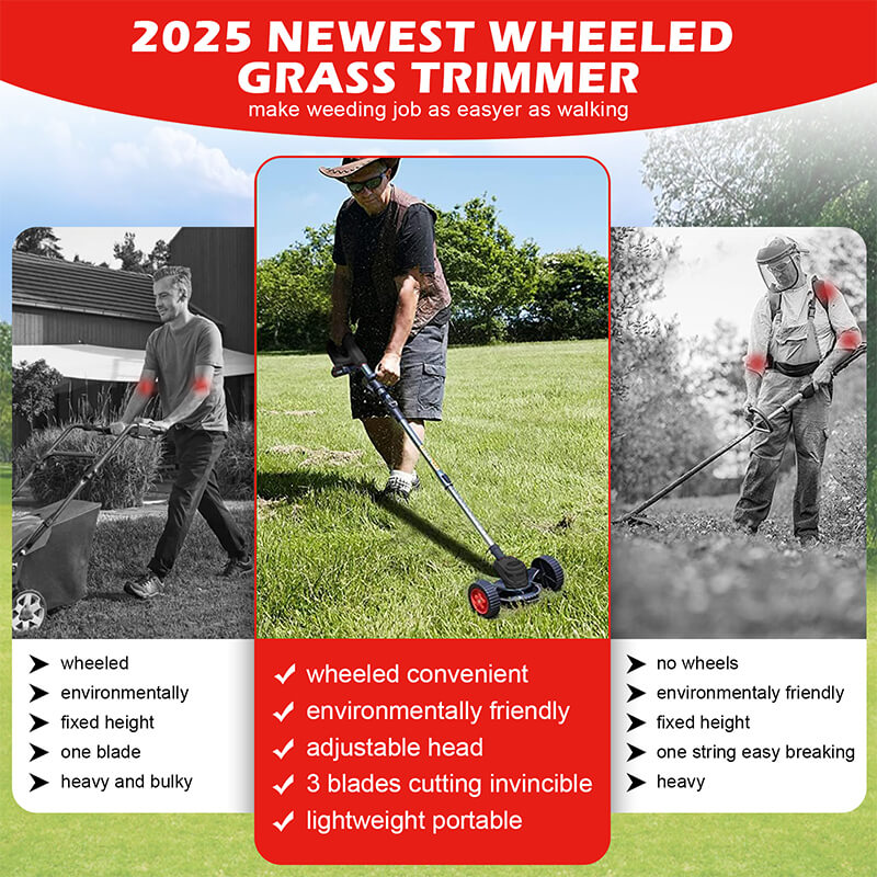 At 50% lighter than a traditional gas trimmer, 10X faster weeding, it’s gentle on your back but tough on weed overgrowth. Plus, it’s 100% battery-powered and rechargeable, no fumes, no cords, had strong power in anywhere to weed.