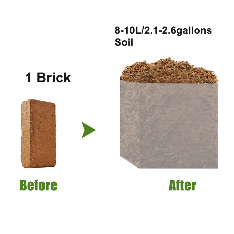 When soaked in water, it absorbs moisture and expands into a loose, airy growing medium. A single compact coco coir brick that expands to 8-10L/2.1-2.6gallons of soil. It is the sustainable alternative to peat moss and traditional soil.