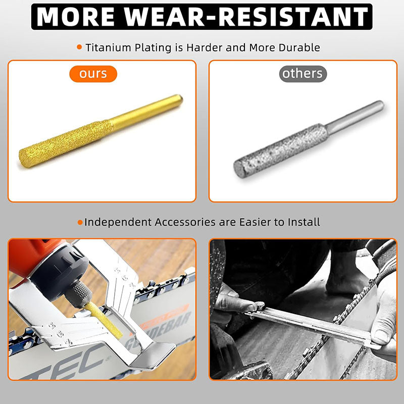 Chainsaw Sharpening Kit Titanium-Plated Diamond Bits
