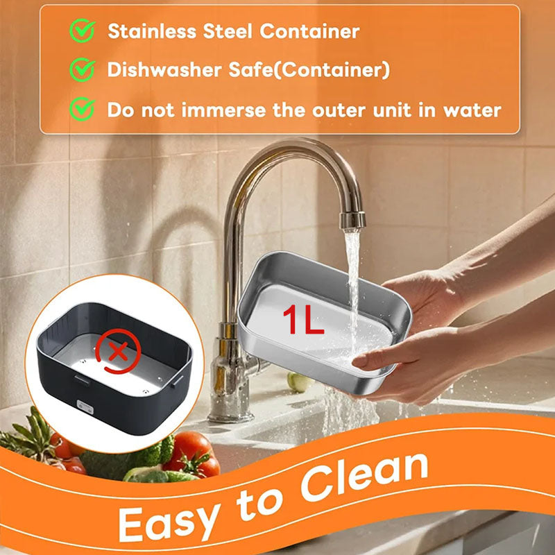 Our Electric Lunch Box features a spacious 1L capacity, enough and perfect for your  whole hearty meal. Made with 304 food-grade stainless steel, easy to clean, ensures durability, hygiene, and long-lasting performance. And with double seal, leakproof to prevent accidental tipping.
