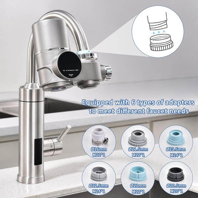 Equipped with 6 types of adapters to meet different faucet needs.