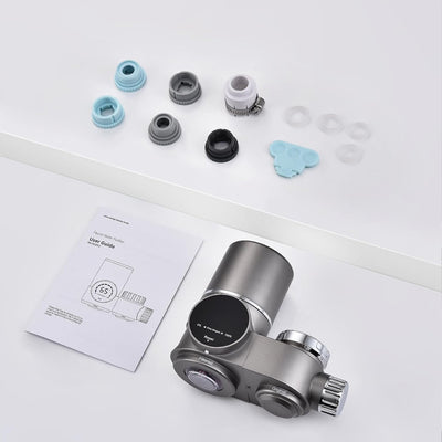1 x water filter unit
6 x Faucet adapters
2 x Carbon fiber filter cartridge
1 x Mounting screws
1 x User manual