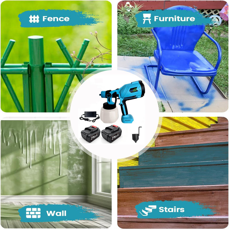 Cordless sprayer for furniture fences and outdoor use