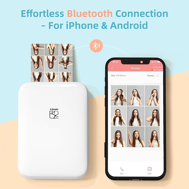 The printer offers wireless printing with a stable bluetooth connection and can print your ID photos. It’s compatible with iOS and Android, making it easy to print pictures from your phone, tablet, or any mobile device.