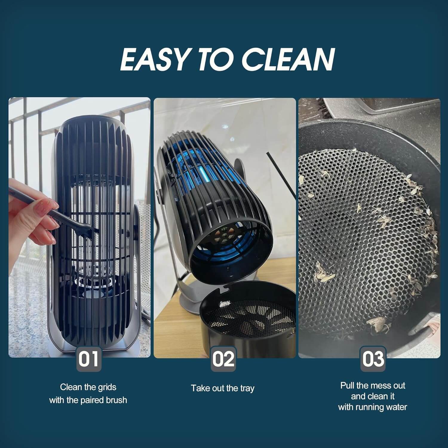 Remove the grid, pour out the mosquito corpse, and clean the grid.