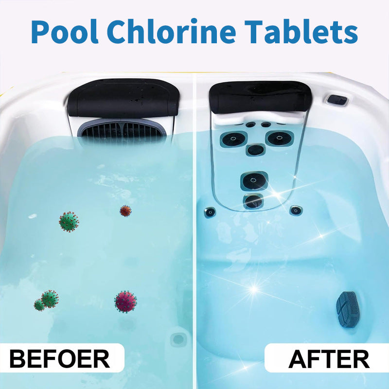 One 1" chlorine tablet can clean 1000 L/264 gallons of water. With these easy-to-use chlorine-based tabs, kills algae and bacteria, prevents equipment corrosion, scale and stains. Protect your swimming pool and enjoy clean, clear water.