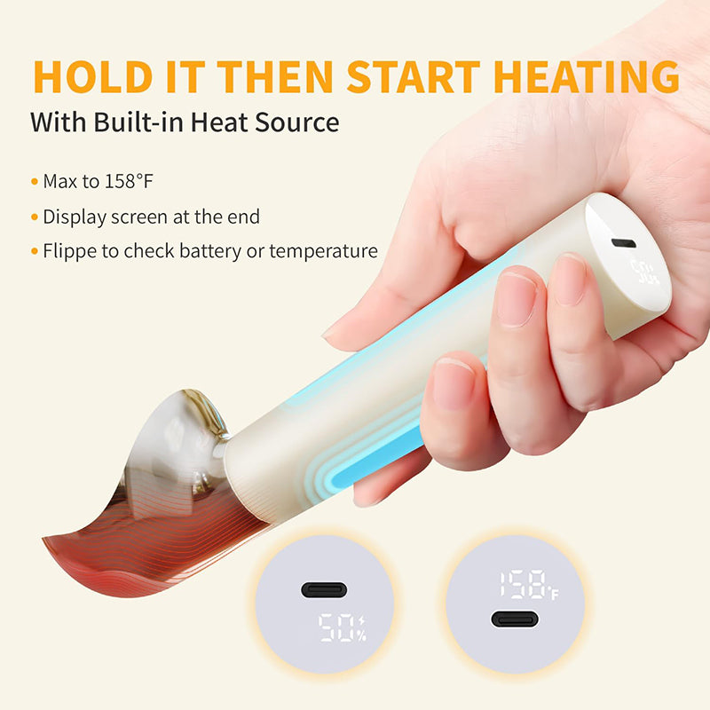 LED display on the bottom shows the exact scoop temperature in real time, long press or charge to display battery level. So you’ll always know when it’s ready to glide through even the hardest ice cream. No guessing, no waiting—just perfect scoops ice cream ball every time with precision and ease.