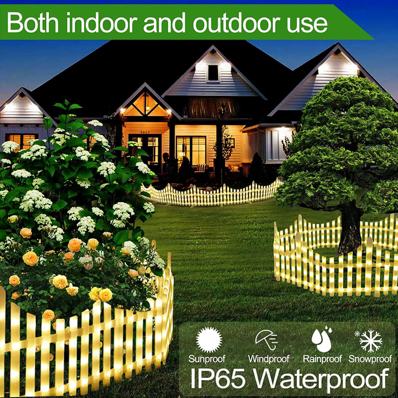 Passed the IP65 test, made of high-quality PVC plastic, which does not absorb moisture, does not bubble, does not peel, does not rot, is non-toxic and environmentally friendly. It saves the precious time and high cost of frequent painting and beautification of the fence, and has a longer service life.