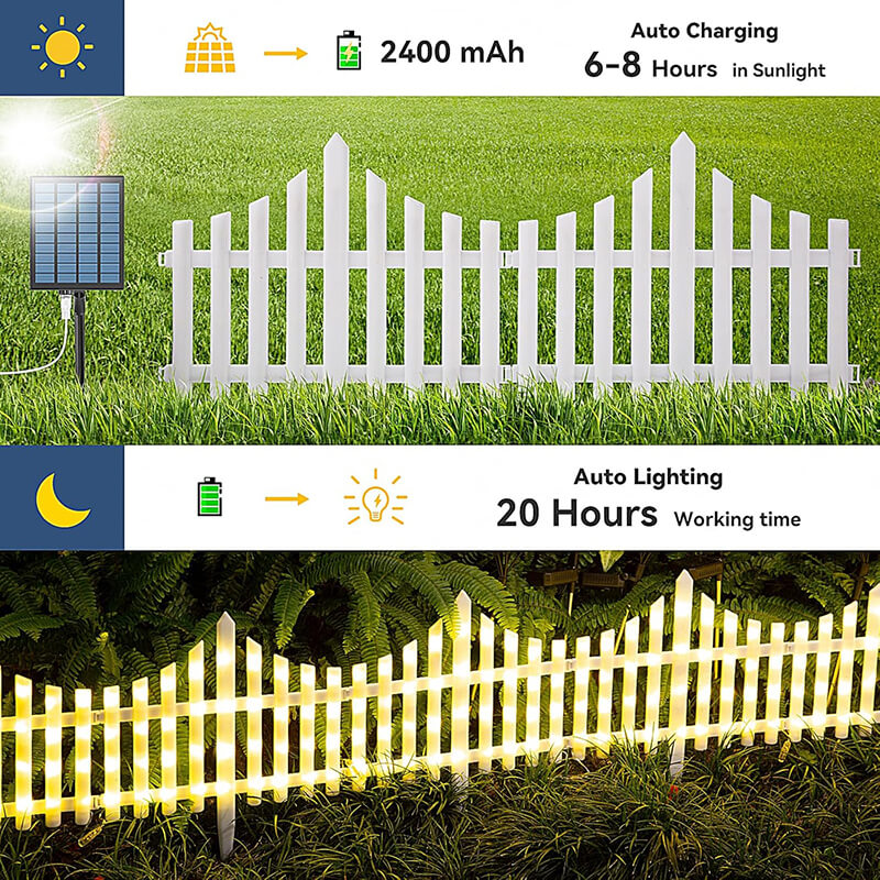 Insert the solar panel, it can charge in the sun for 6-8 hours, it can continuously illuminate for up to 20 hours, adding color to your yard, garden and pathway. And can be rechargeable to use indoor.