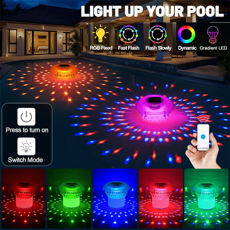 RGB fixed/Flash slowly/flash quickly/gradient/dynamic modes, choose to DIY your favorite light show just by a simple button on it or by remote control, both dynamic and static lights can create an elegant atmosphere. The soft light not only beautifies the pool but also makes it safe for evening activities