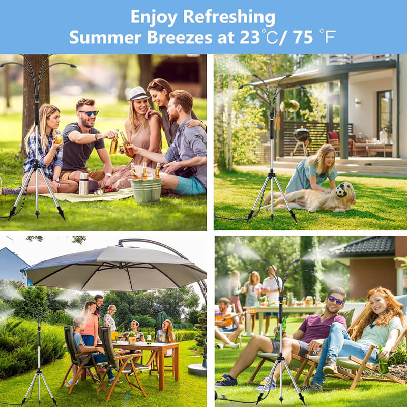 Our Standing Misters are perfect for a wide range of outdoor spaces—whether it’s your backyard, patio, garden, poolside, or even the beach. Ideal for family gatherings, kids water playing, pet cooling, BBQ cooling or simply relaxing outside, they deliver instant cooling comfort wherever you need it.