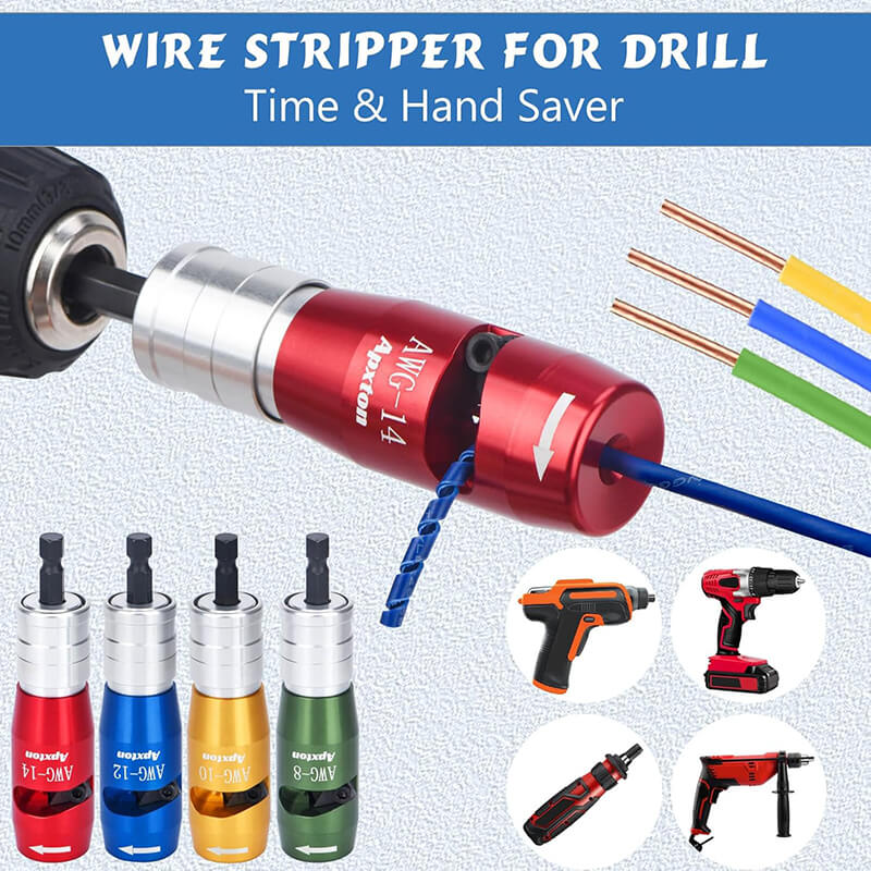 Our wire stripper and twisting tool feature a versatile 1/4" hexagonal shank, compatible with a wide range of electric drills. Whether in household projects, industrial wire connections, and various wiring scenarios, it can handle all wires stripping task.