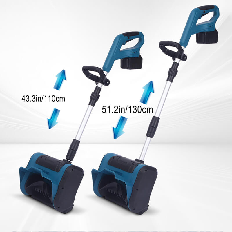 43.3-51.2in(110-130cm) adjustable height handle, allowing you to customize it for maximum comfort during use. This ergonomic design reduces strain on your back and shoulders, making snow removal easier and more efficient for most of the adult height of the users.