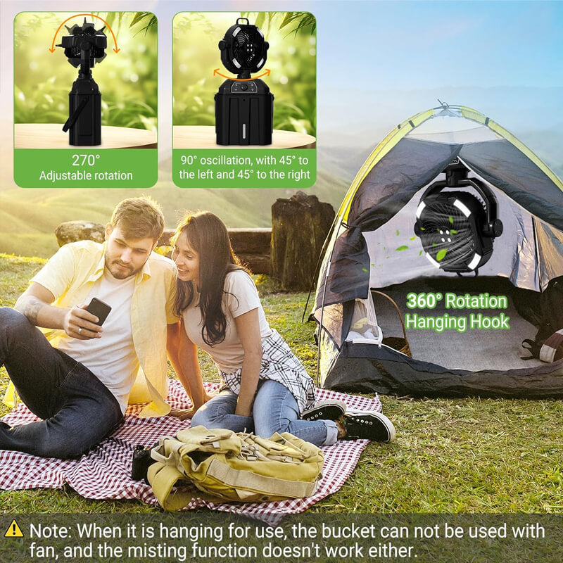 iToolmax 4 in 1 Mist Camping Fan with 6L Bucket