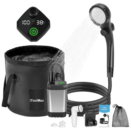 iToolmax Camping Shower Kit with 5 Gallons Foldable Bucket