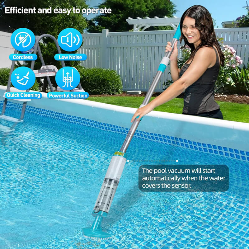 Enjoy in crystal-clear water pool more time instead of hard cleaning. iToolMax 3 in 1 Cordless Pool Vacuum, scrubs, and filters with powerful suction in one, quickly and thoroughly clean all dirt from your pool. Rechargeable design, no hassle. Perfect for any pool or spa.