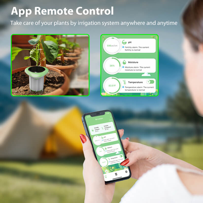 Plants turn yellow and rot if you water them too much? Or wither if you water them too little?The Smart Solar-Powered Soil Sensor tracks moisture, sunlight, and temperature in real-time—powered by the sun, no batteries needed. Get instant insights on your phone and water only when your plants actually need it.