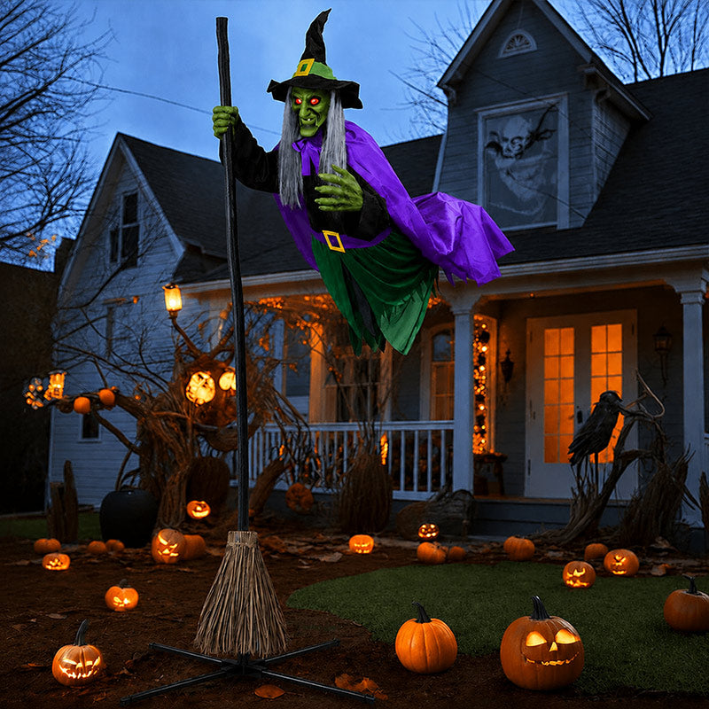itoolmax 11.5ft flying witch on broom halloween decor outdoor