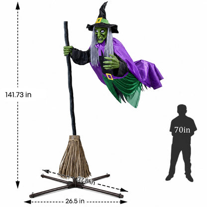 itoolmax 11.5ft flying witch on broom halloween decor size