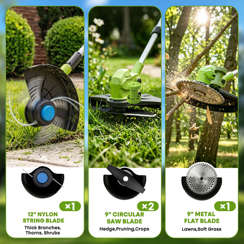 itoolmax 12 inch electric weed wacker 3 type blade application