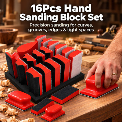itoolmax 16pcs hand sanding block set with 40 sandpaper sheets for precision sanding