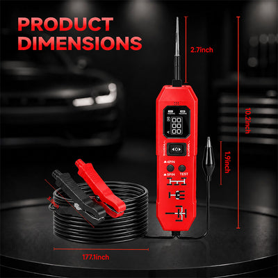 itoolmax 2 in 1 automotive circuit tester product size