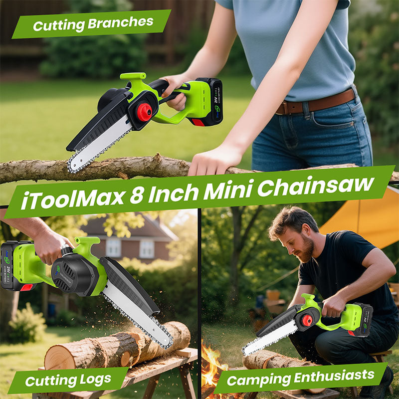itoolmax 2 in 1 chainsaw with pole saw kit cutting logs